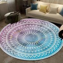 VIKAMA Round Carpet  Geometric Floral Area Rug For Living Room Kitchen Decorations Entryway Round Vintage Mandala 60cm x 60cm