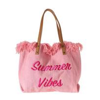 Handbag Simple Beach Bag Travel Bag Tassel Tote Bag Large Capacity One Shoulder Bag Tide 50*14*36cm rožinė