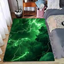 Green Lightning Storm Pattern Carpet for Bedroom Living Room Decor Suitable for use as an anti-slip for living room bedroom sofas 40x60cm( 15x23in ) black