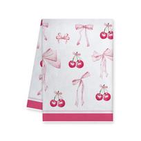Cute Pink Cherry Bow Print Kitchen Towel 40x60 cm white