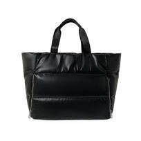 Shiny large-capacity gym bag for women silver hand-held ribbed bag, customizable tote bag, shoulder and crossbody cotton-padded bag juoda