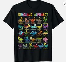 Dinozaurų tipai Abėcėlė ABC Dino Mokymasis Unisex Marškinėliai XXXXL