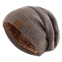 Naujos Unisex Slouchy žieminės kepurės Prideda Kailiu pamušalu Vyriškos ir Moteriškos Šiltos Beanie Cap Kasdieninės etiketės Dekoro Žieminės megztos kepurės 55cm-60cm chaki