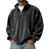 Men's Stand Collar Zip Up Hoodie Full Zip Casual Sweatshirt for Everyday Wear XL juoda