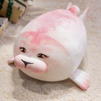 2540Cm Squishy Seal Plush Toy Stuffed Ocean Animal Kawaii Grey Pink Plushie Back Support Pillow Home Decor Gift 25cm