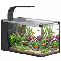 Namų akvariumas 24L grūdinto stiklo su integruotu filtru ir LED apšvietimu, 45x25x25,5 cm, Juodas 45 x 25 x 25.5 cm