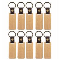 10Pcs Customizable Wood Keyring Personalised Round/Rectangle Keychain Wooden Pu Leather Key Chain Jewelry For Friend A2