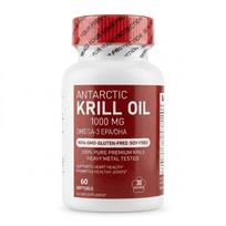 Antarctic Krill Oil 1000mg - Omega-3, Astaxanthin & Phospholipids - Non-GMO (60 Softgels) 1pack