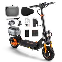 V5 Max Off Road Elektrinis paspirtukas 1000W piko galia 48V18Ah 45KM/H Dviguba pakaba Suaugusiųjų E-paspirtukas Su Sėdyne Sandėliavimo Dėže 11/10  Vakuuminės Padangos oranžinė/juoda
