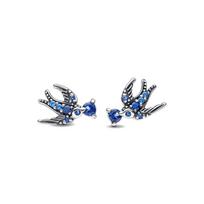 Fine zircon Spring series birds Bead Charm swallow pendant Fit Original Bracelet 925 silver Accessory Women DIY Jewelry Earrings