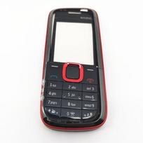 Nokia 5130 pilnas korpusas, baterija, galinis dangtelis, angliškas klaviatūros blokas su logotipu raudona