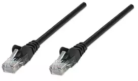 Intellinet tinklo jungiamasis laidas Cat5e, 3 m, juodas, CCA, U/UTP, PVC, RJ45, auksuoti kontaktai, su apsauga nuo užkliuvimo, su gaubtu, viso gyvenimo garantija