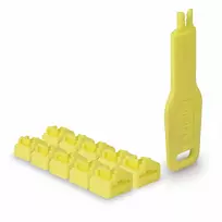 Lindy RJ45 prievadų užraktai geltoni, 10 vnt. + 1 raktas