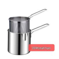 304 Stainless Steel Japanese Tempura Deep Fryer with Strainer - Oil-Saving Mini Pot for Home Use gray