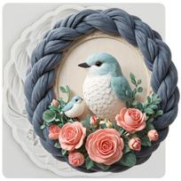 Bird Wreath Silicone Mold Bird Floral Frame Fondant Molds Cake Decorating Tools Cupcake Topper Candy Sugar Craft Gum Paste Polymer Clay pilka spalva