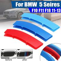 12 Slats Kidney Front Grill Grille Decal Stripe Cover Clip Trim For BMW 5 Series F10 F11 F18 2011-2013 M-Sport Decorative Grille Clip