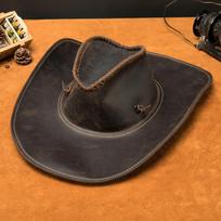 Men's Genuine Leather Western Cowboy Sun Hat One Size black