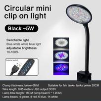 USB Akvariumo LED Įspaudžiamas Žuvų Bakelio Apšvietimas Mažas Pilno Spektro 360° Sukiojamas Ryškumo 10 Lygių Reguliavimas Augalų Augimo Šviesa 7W balta
