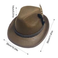 Bavarian Hat with Feather German Adults Soft Oktoberfest Dress up Fashionable Alpine Hat for Cosplay Holiday Party Carnival black