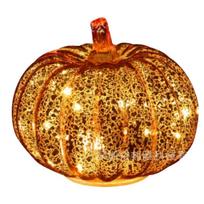 Twinkle LED Light Pumpkins, Timer Lighted Sparkling Starry Night Glass Pumpkins 14*19.5cm