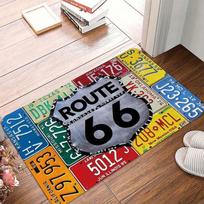 Route 66 License Plate Design Area Rug Durable Polyester Home Decor Living Room Floor Mat Unique Gift Idea 40x60cm