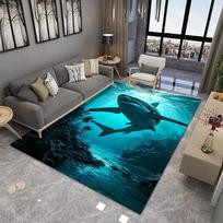 3D Shark Print Area Rug Realistic Underwater Scene Living Room Carpet For Home Decoration Marine Life Enthusiasts 40x60cm