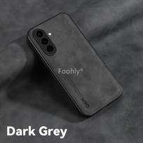 Nubuck Leather Magnetic Case for Samsung Galaxy A7 A37 A17 A6 A36 A26 A16 A A3 A2 A1 G Protective Cover Shell Funda Galaxy A55 5G black