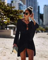 Hollow-Out Knit Flare Sleeve Beach Cover-Up (10 Colors) One Size juoda
