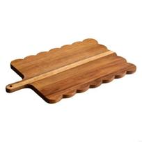 Scalloped Edge Wood Cutting Board Intricate Handle Natural Chopping Board Thickened Rustic Bread Board Cutting Meat