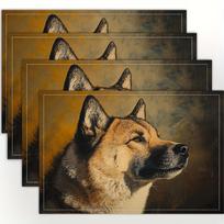 4pcs Set, Akita Inu in The Contrast of Light And Dark Brilliant Placemats, Fashionable Printed Pattern Table Mats, Suitable for Dining Tables, 4PCS