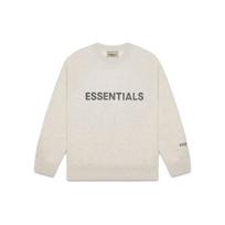 Fear of God Essentials SS20 3D Silicon Applique Fleece-lined Crewneck Sweatshirt Men Tops Oatmeal FOG-SS20-287 L