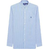 Polo Ralph Lauren Striped Slim Fit Single Breasted Long Sleeve Shirt Men shirts Blue 710929344018 XL white