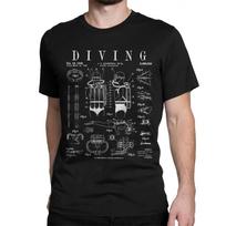 Funny Diving Equipment Diver Drawing T-Shirts for Men  T Shirts Scuba Diver Dive Short Sleeve Tee Shirt Printed Clothes S juoda
