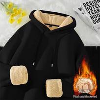 Unisex madingas su gobtuvu avikailio džemperis - Šilta ir universali rudens/žiemos viršutinė apranga 4XL juoda