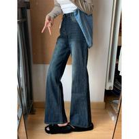 Plus Size Velvet-Lined High-Waisted Wide Leg Jeans for Women & Girls, Autumn/Winter Style, Loose Straight Leg, Slightly Flared S