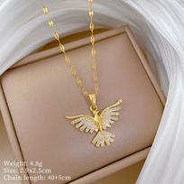 Stainless Steel Phoenix Pendant Necklace For Women Choker Chain Jewelry Accessories