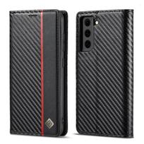 LC.IMEEKE Carbon Fiber PU + TPU Horizontal Flip Leather Case with Holder & Card Slot & Wallet For Samsung Galaxy S21 5G For Samsung Galaxy S21 5G