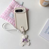 Pixel 9A 9 Pro Case Cute Bear Wrist Strap Phone Cases for Google Pixel 9 Pro XL 8A 8 7 Pro 7A 9A 9proXL Soft TPU Lanyard Cover Google Pixel 9