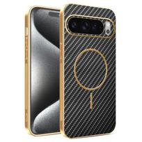 For  Magnetic Carbon Fiber Texture PC Case For Google Pixel 10 9 Pro XL 8 7 6 Pro 9A 8A 7A 6A Plating Shockproof Cover Google Pixel 7a