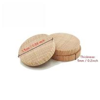1.5CM Unfinished Round Wooden Block Blank Round Wood Slices for DIY Craft Decoration, Natural Beige Wooden Discs 10pcs&5mm