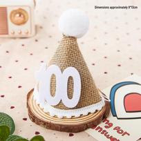 Baby Birthday Burlap Hat: 1st, 2nd, & 100 Days Celebration Photo Prop beige