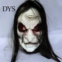 Helovino baisus zombis su juodais plaukais vaiduoklio kauke Kvėpuojantis Haunted House Prop balta