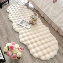 Wave Pattern Soft Faux Rabbit Fur Area Rug Non-Slip Carpet for Living Room, Bedroom, Office, and Porch Decor - Moisture Barrier Lightweight Irregular 60*120cm balta