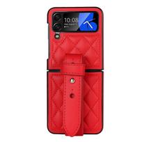 New Model Suitable for Samsung Z Flip3 Mobile Phone Case Folding Flip4 Wristband Mobile Phone Leather Case Card Protection Case Galaxy Z Flip 3 red