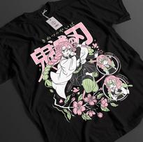 Demon Slayer Shirt Mitsuri Kanroji T-Shirt Tanjiro KNY Anime Akaza Top Muzan Tee 2XL gray