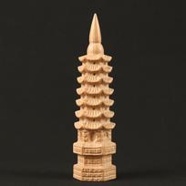 Wenchang Pagoda Peach Wood Desktop Ornament - Exquisite Cultural Gift