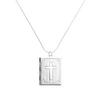 Bible Book Locket Charm Pendant for Jewelry Making Holy-Bible Pendant Cross Picture Box Frame Charm DIY Necklace Jewelry 1 white
