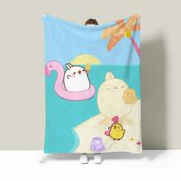 Anime pledas Mielas Molang pledas sofai Prabangūs patalynės komplektai Pledai lovai Sofos dekoracija Purus languotas Pledas ant kelių Minkštas 30x40in