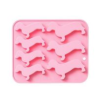 7 Cavity Sausage Dogs Silicone Mold 3D Fondant Mold DIY Cake Ornament Mold rožinė