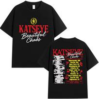 Kpop Katseye Gražaus Chaoso T-shirtai Vintage Harajuku Mada Vyriški Moteriški T-shirtai Medvilniniai Oversized T-shirtai Streetwear S black